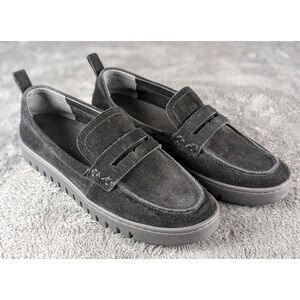 Vionic Uptown Penny Loafer Black Suede Slip On Orthotic Comfort Shoes Womens 9
